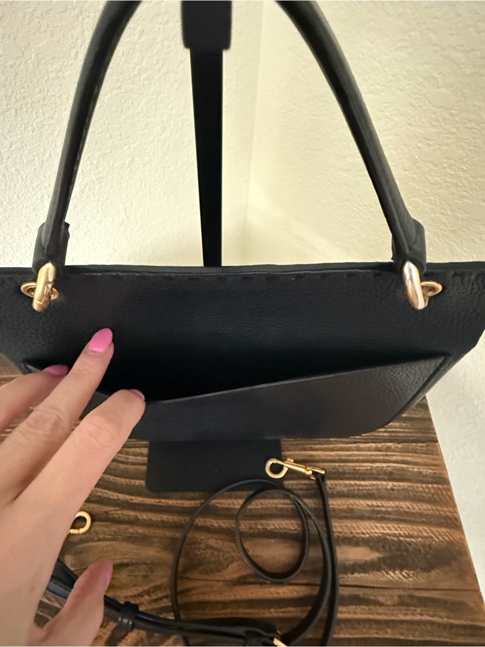 Tory Burch McGraw Dual Strap Satchel / Crossbody – Black Pebbled Leather - Picture 3 of 15